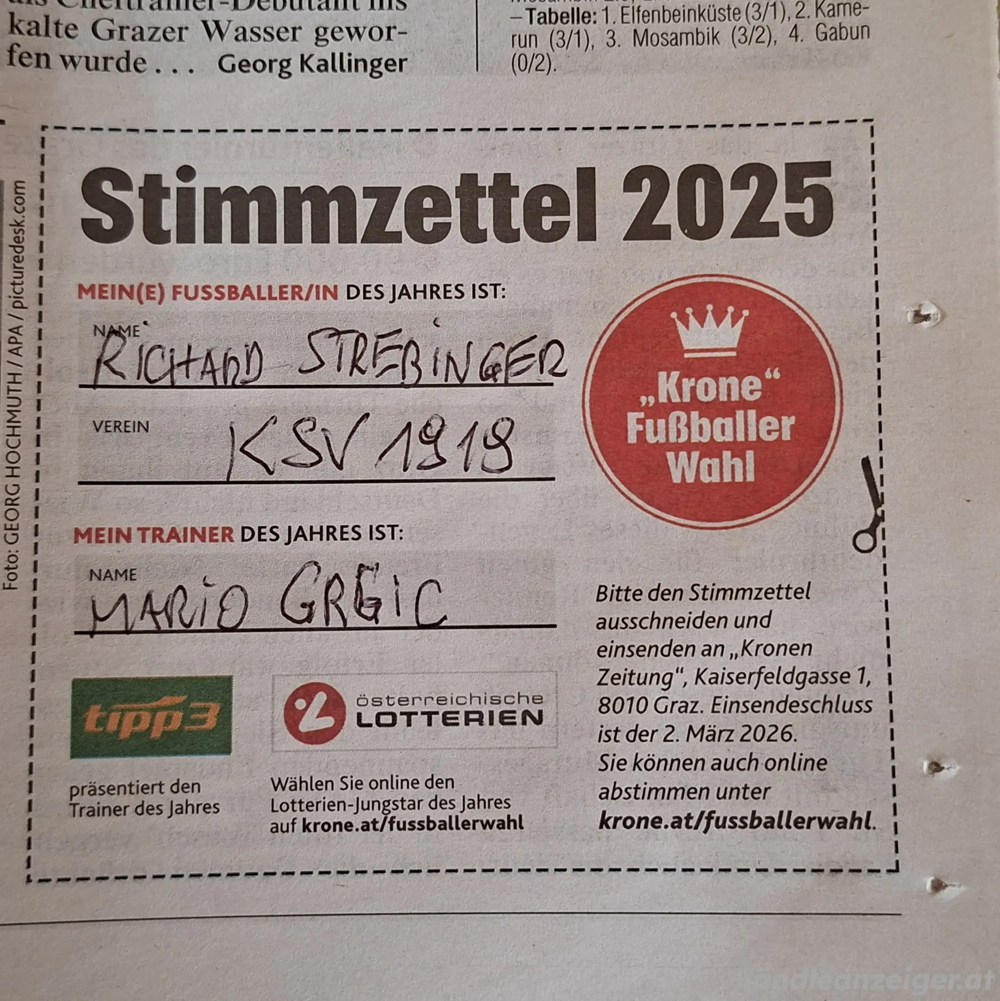 Kronen Zeitung Stimmzettel 
