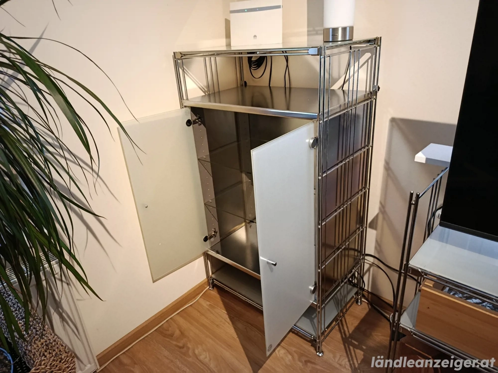 Balton Regal System BIII 380 Chrome & Glas Schrank - 117 x 63 x 38,5cm