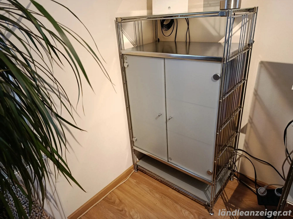 Balton Regal System BIII 380 Chrome & Glas Schrank - 117 x 63 x 38,5cm