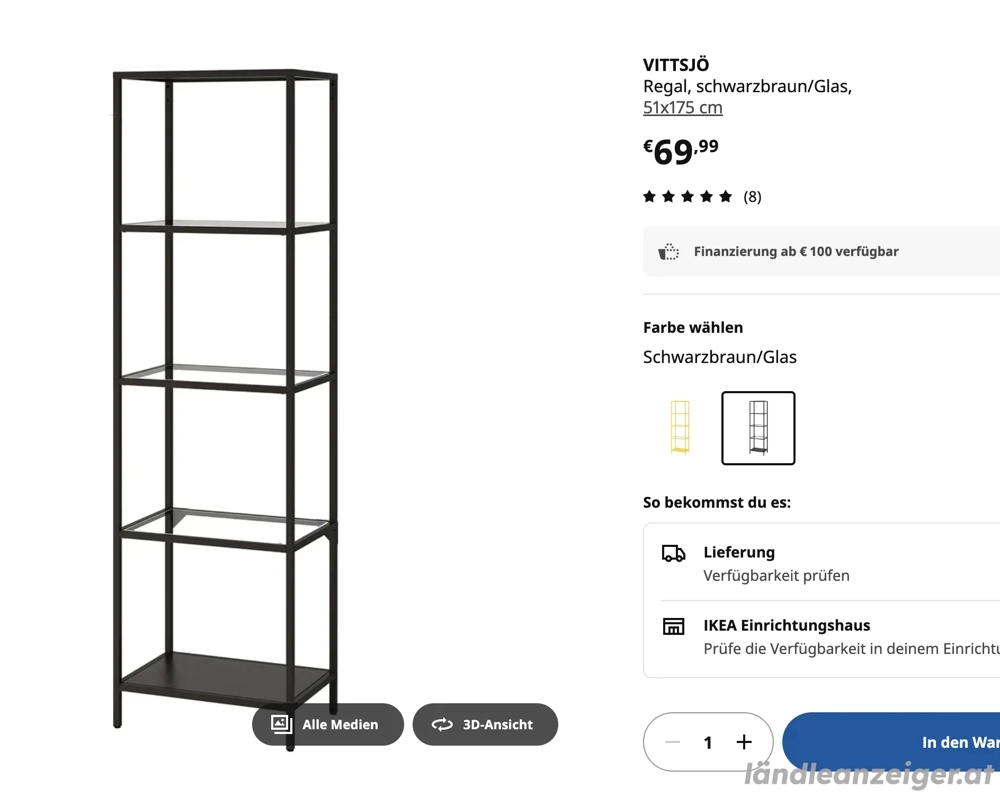 Regal Vittsjö Ikea, Glas Metall