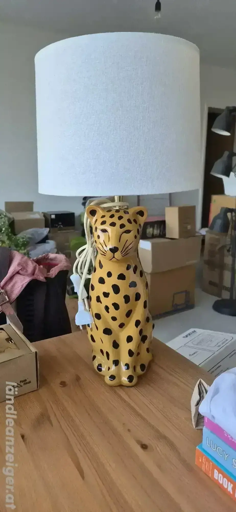 Dekorative Tischlampe Leopard Figur