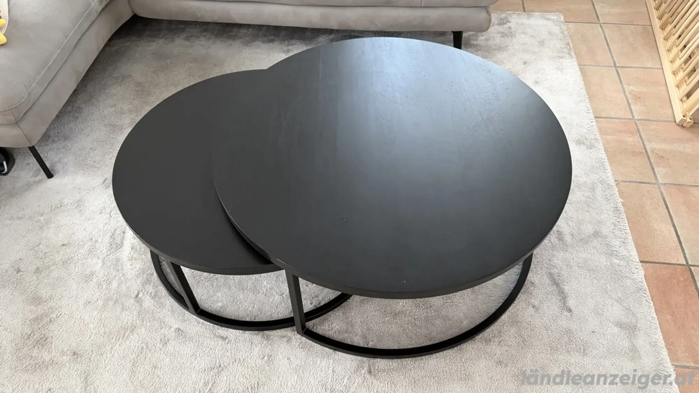 Couchtisch-Set rund aus echtem Mango-Holz