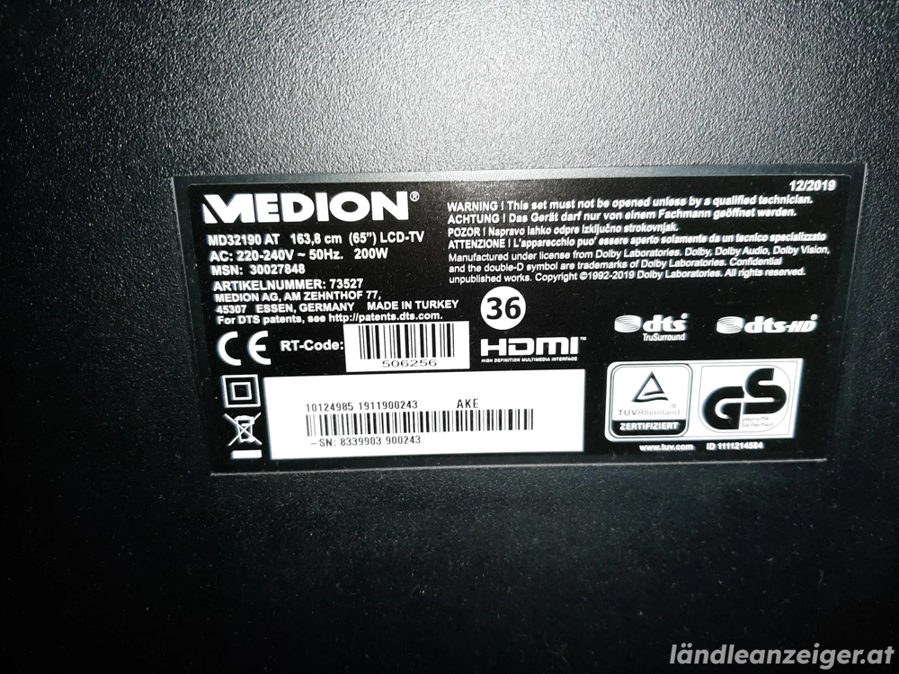 Medion 65 Zoll LCD TV
