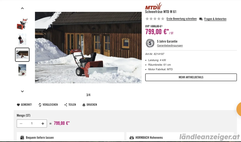  Schneefräse MTD M 61 NEU ungebraucht günstig abzugeben 