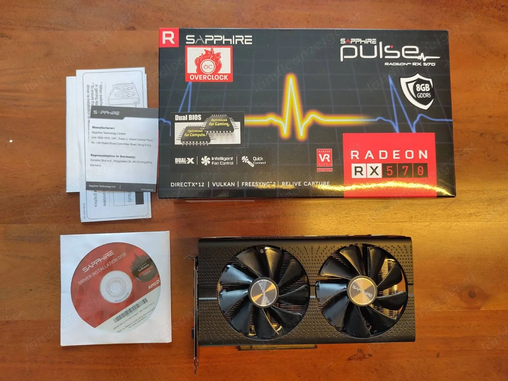 TOP Grafikkarte AMD Sapphire Radeon Pulse RX 570 8 GB PCI-E - Top Zustand mit OVP und Zubehör
