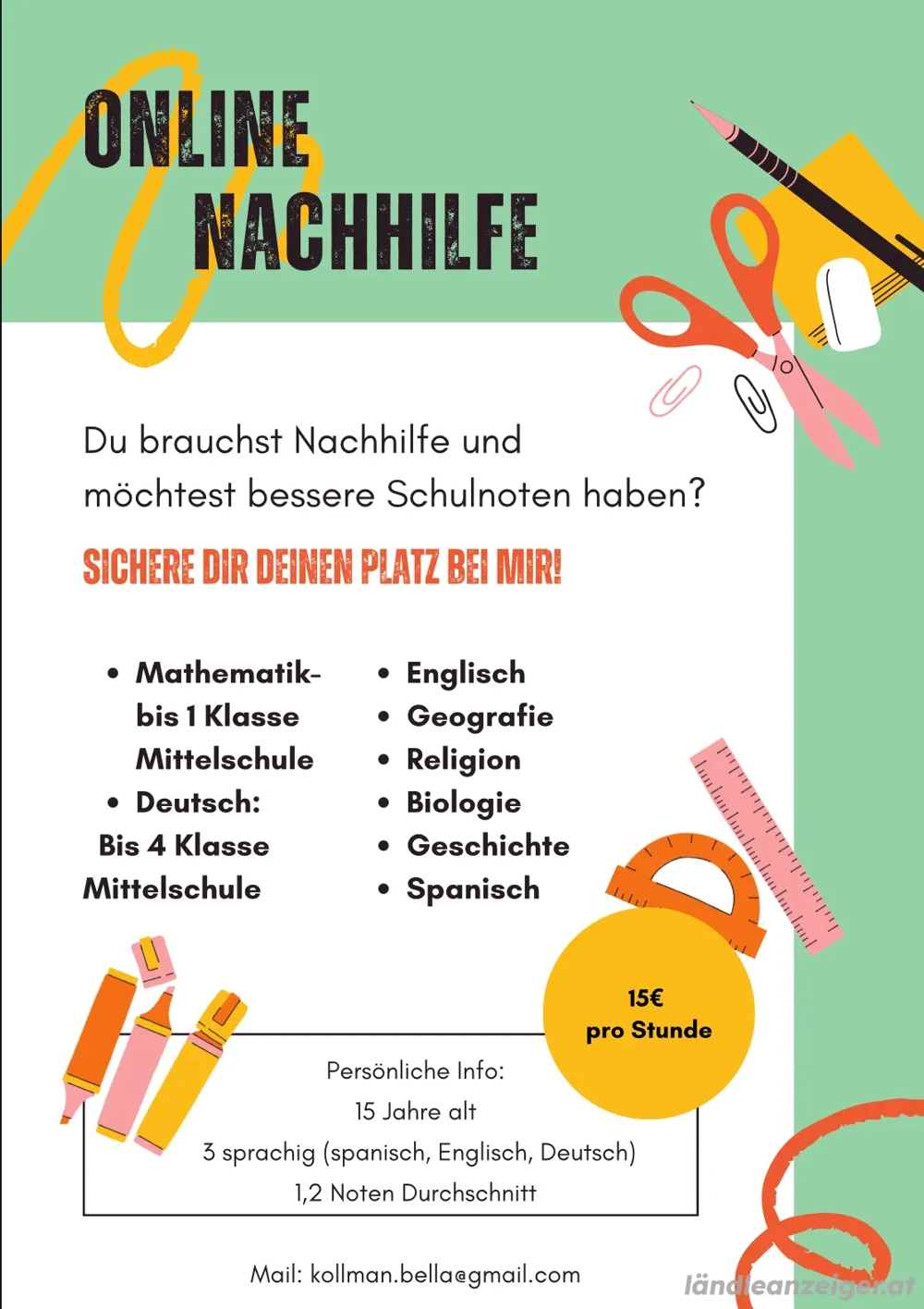 Nachhilfe für Schüler Online oder persönlich 