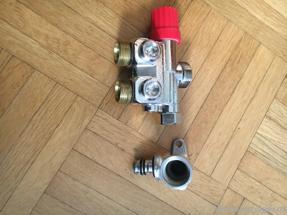 Einrohr  -  Hahnblock Danfoss   Rücklaufverschraubung