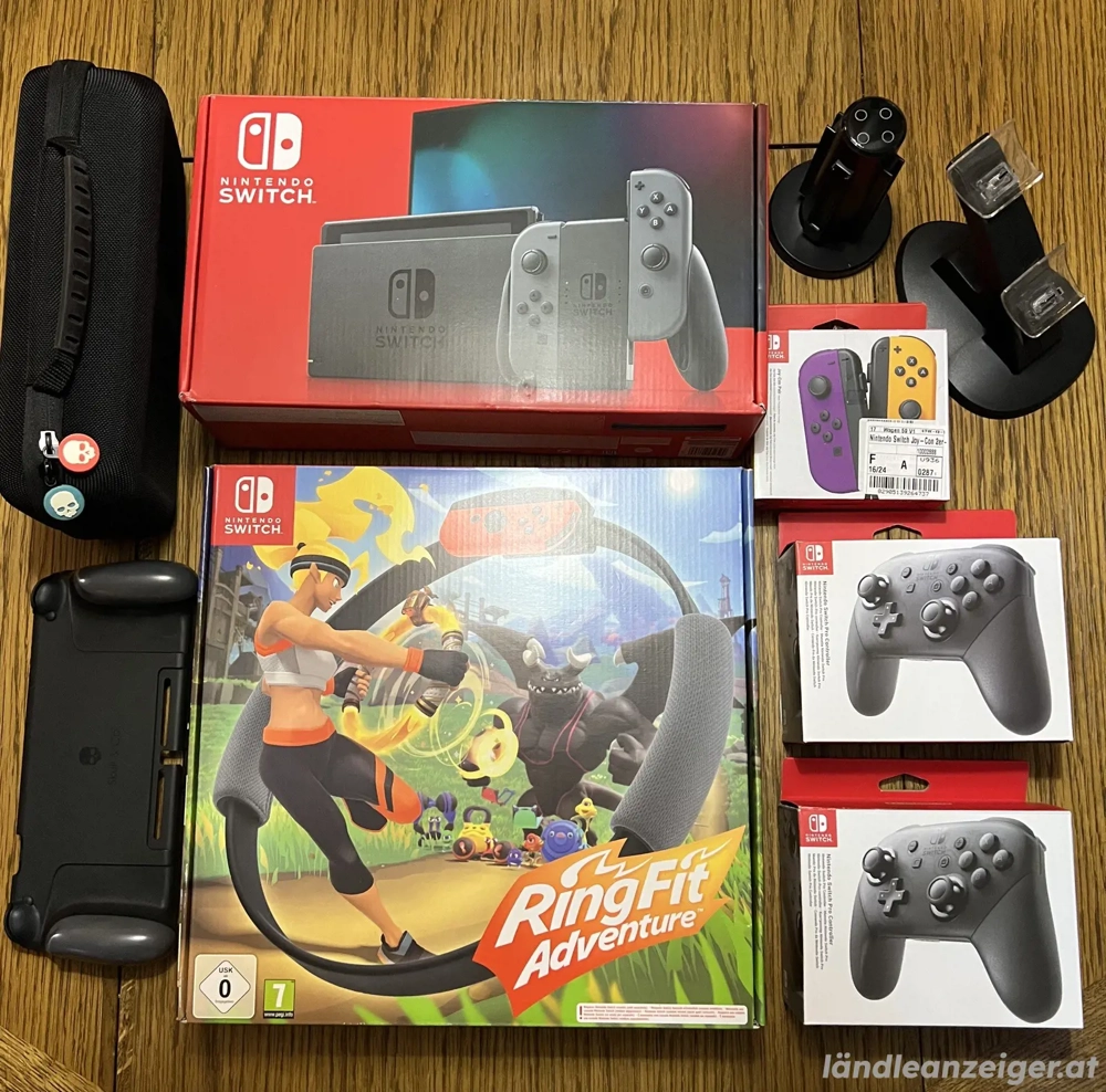 Nintendo Switch inkl Zubehörpaket(pro Controller,Joycons,Ringfit,Skull &co....)