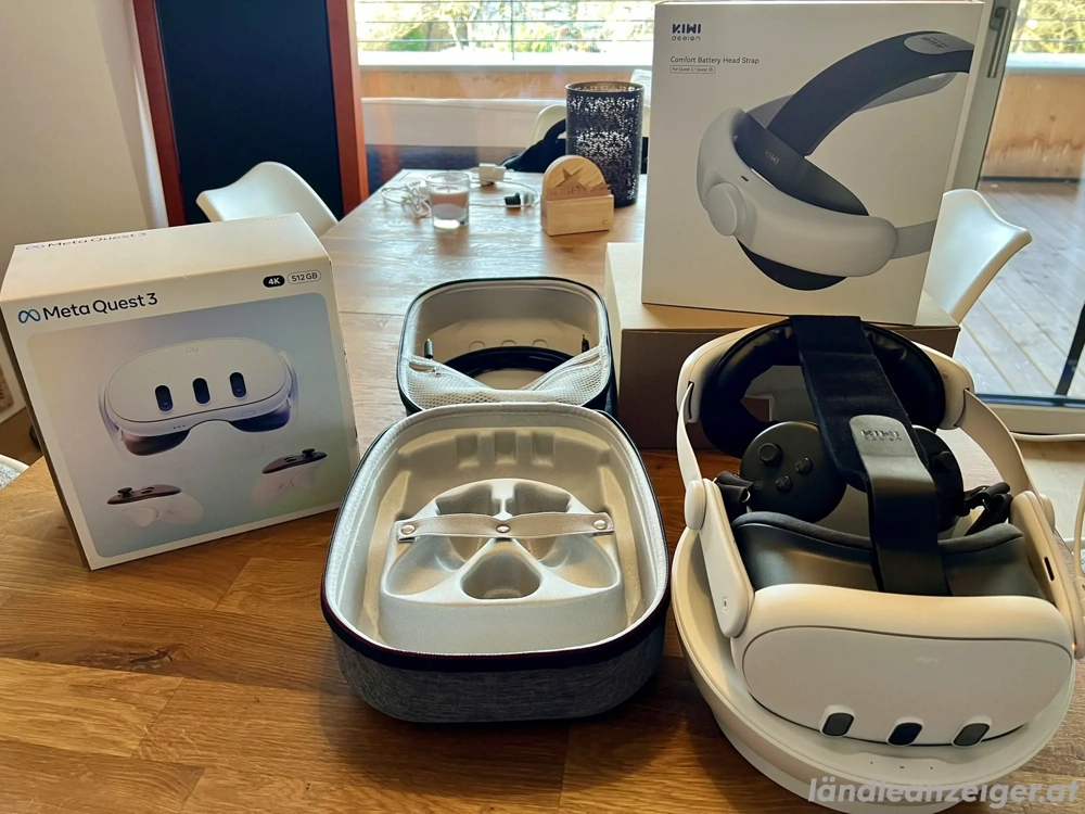 Meta Quest 3 (512 GB) Komplett-Set   inkl. Zubehör, Elite Strap mit Akku, Tasche & mehr   wie neu