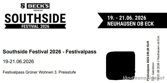 Southside Festival 2026 - Festivalpass (Grüner Wohnen)