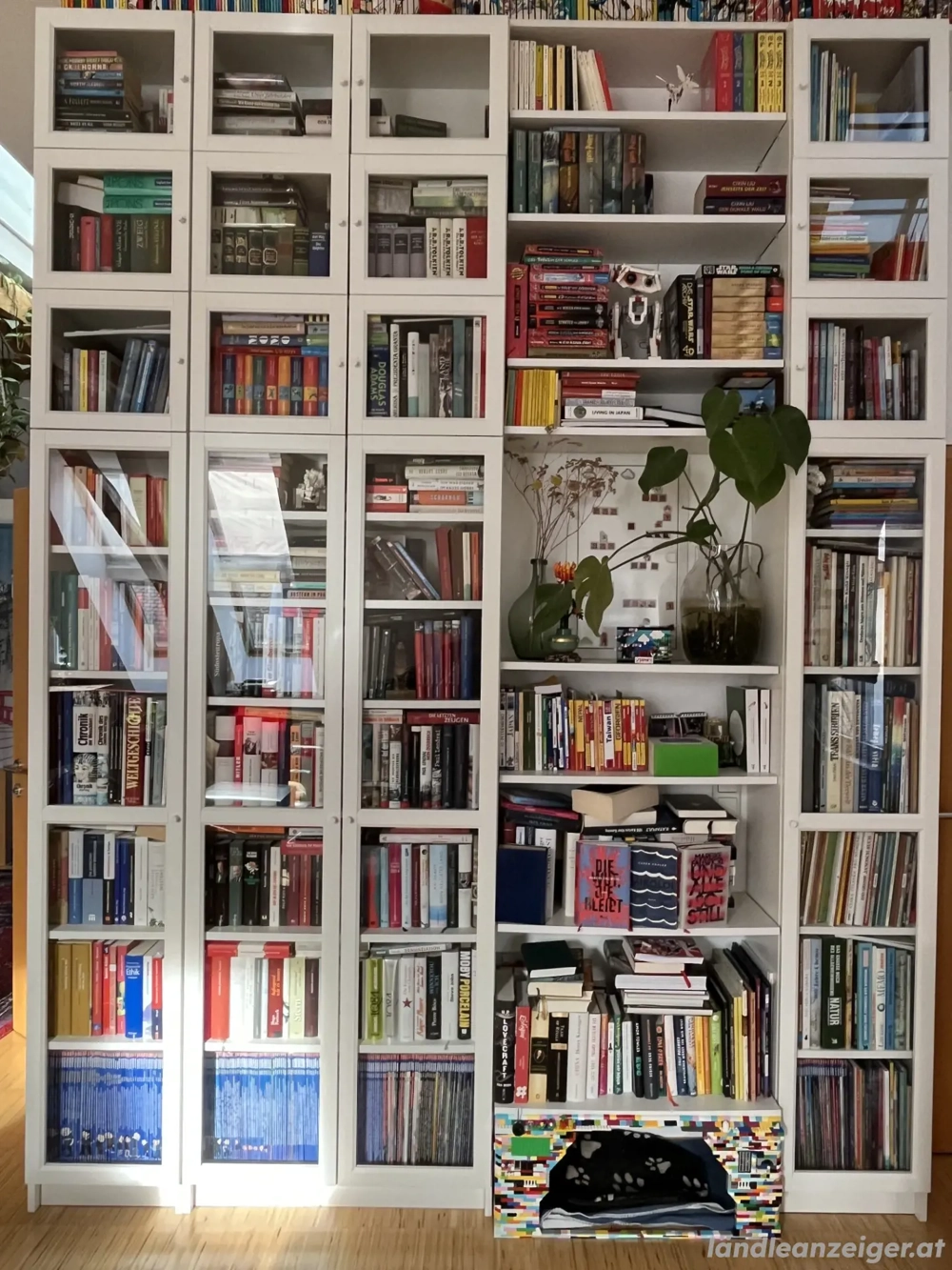 Billy Regale mit Glastüren und Aufsätze