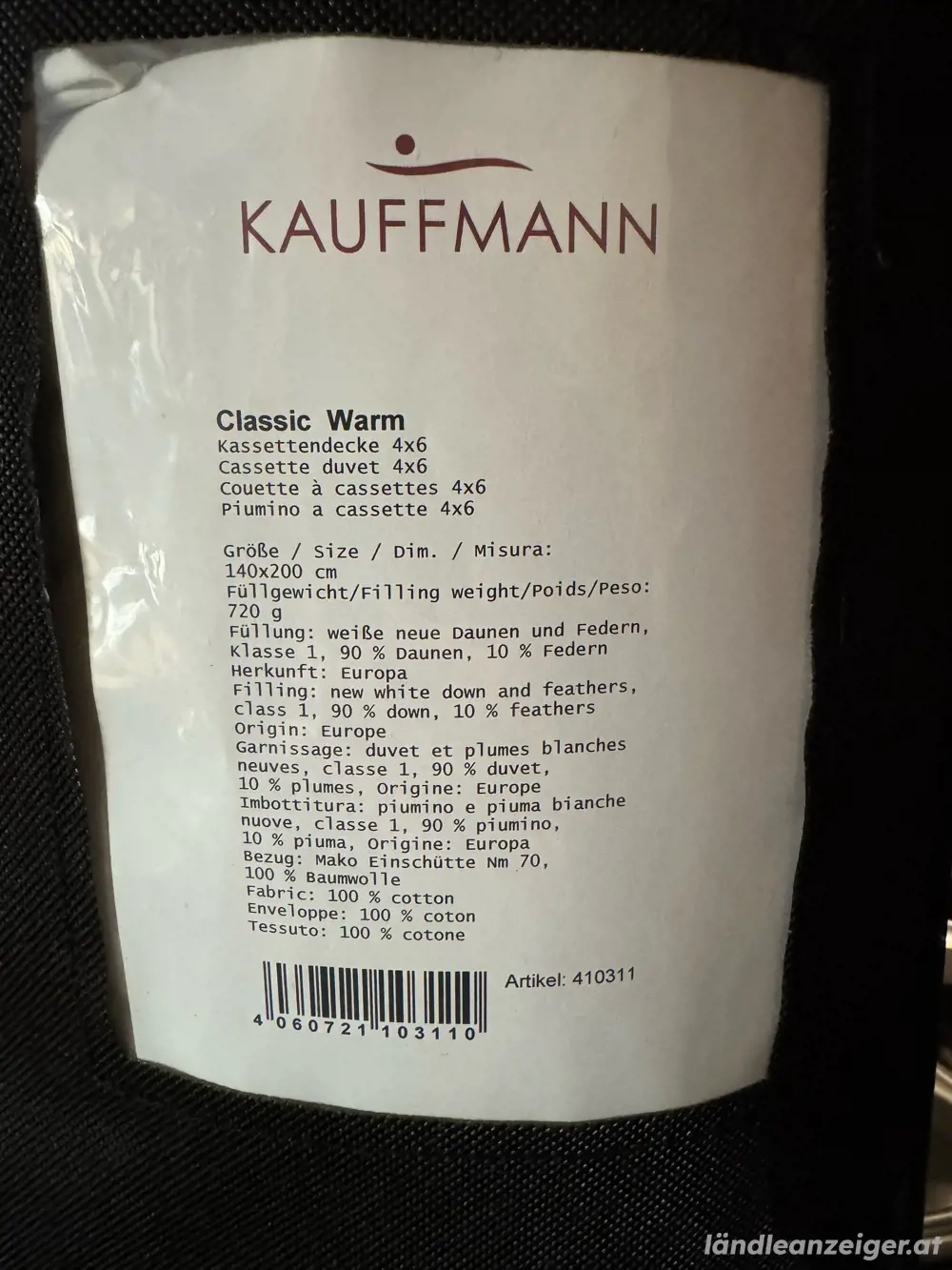 Kaufmann Daunendecke Classic 720g