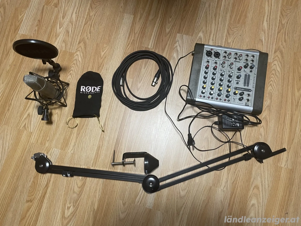 Professionelles Tonstudio-Set   R DE Mikrofon + Soundcraft Mischpult   komplett & gepflegt