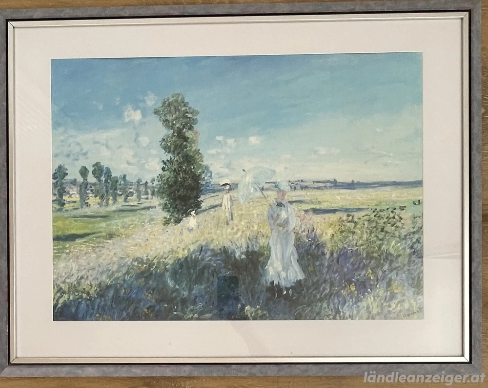 Impressionistische Landschaft mit Figur - Kunstdruck nach klassischem Motiv - 85   65 cm - gerahmt