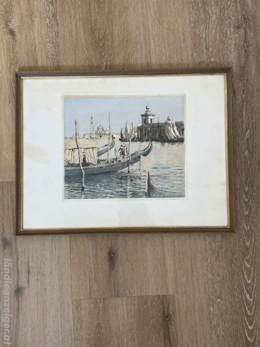 Fischer im Hafen - signiert F. Storch - 38   50 cm - gerahmt