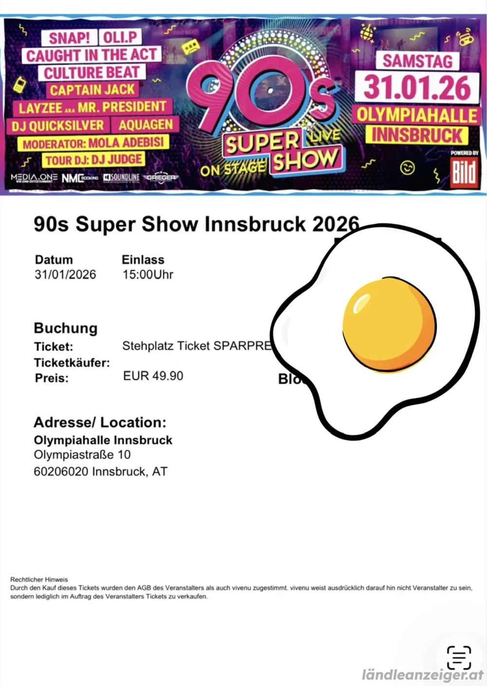 Ticket für 90s Super Show in Innsbruck am 31.01.2026
