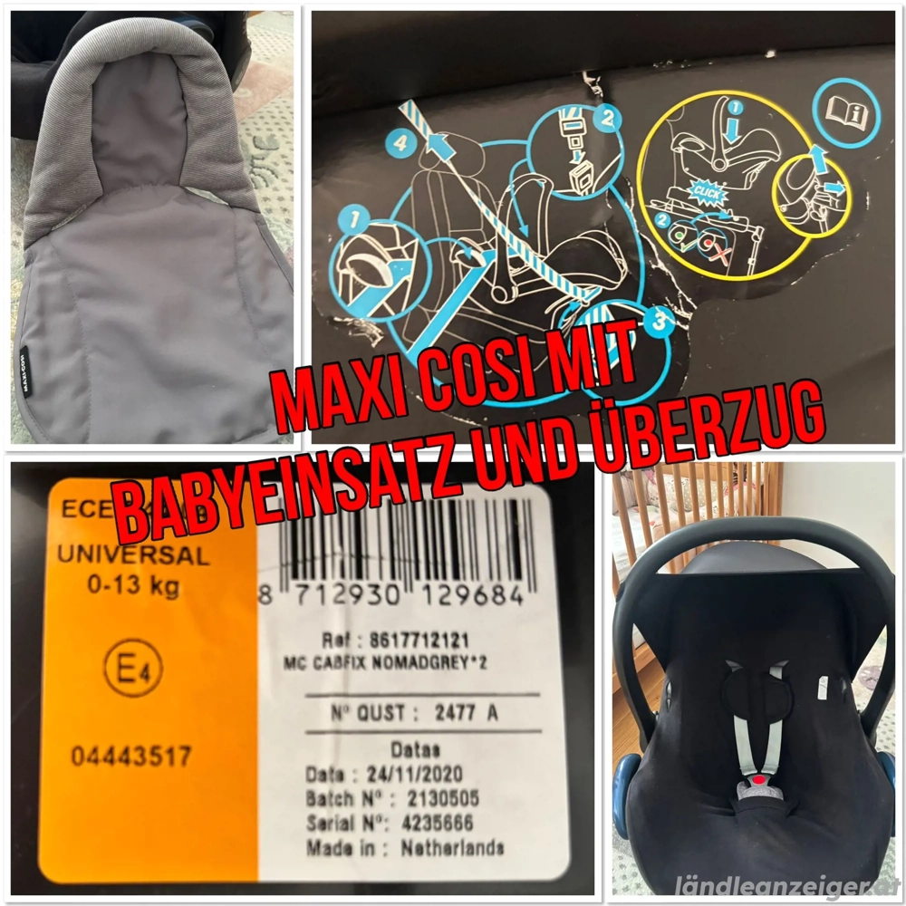 MaxiCosi mit Babyeinsatz und Überzug