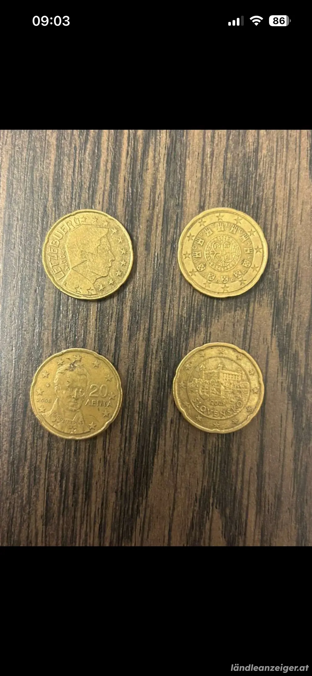 20 Cent Umlaufmünzen, 4 Stück