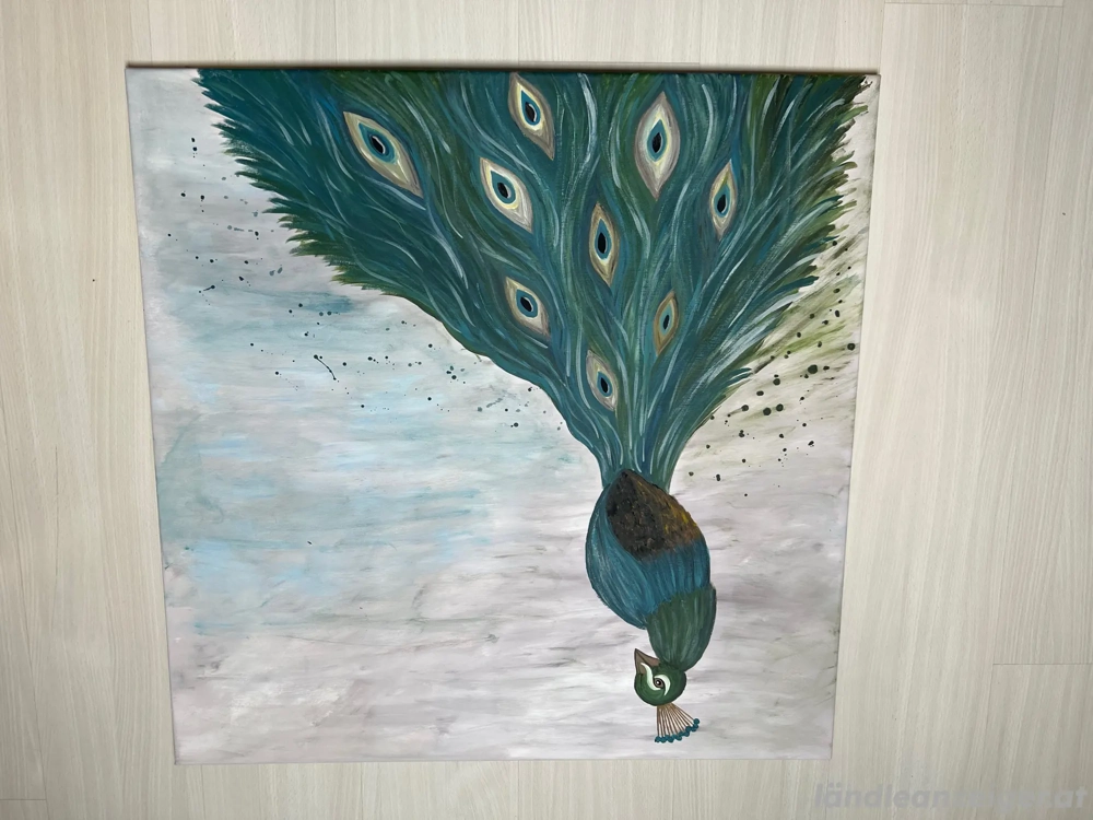 Bild Pfau - 80 x 80 cm 