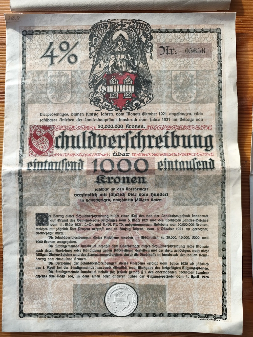 Alte von 1918 Urkunden Schuldverschreibungn Kriegsanleihe 
