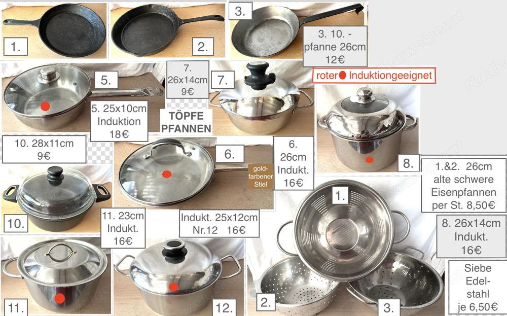 Kochtopf Bratpfanne Riebelpfanne Pfanne Topf mit u.o.Deckel