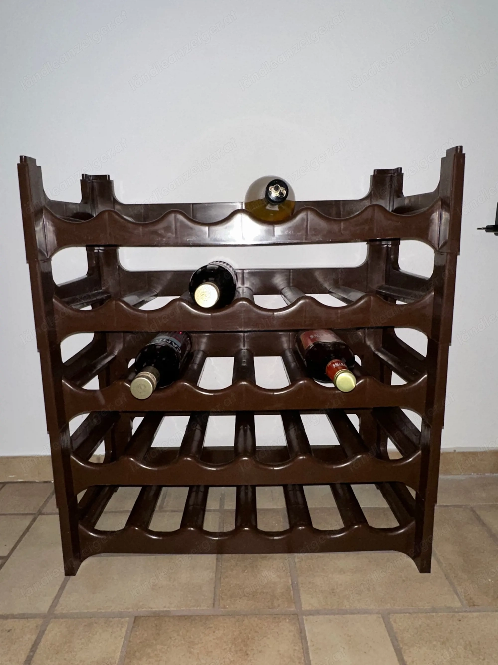 Weinregal stapelbar dunkelbraun - Kunststoff - 30 Flaschen - 5 Module
