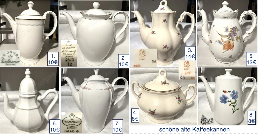 Vintage Antike & Moderne Kaffeekannen, antike Kaffeemühle Holz