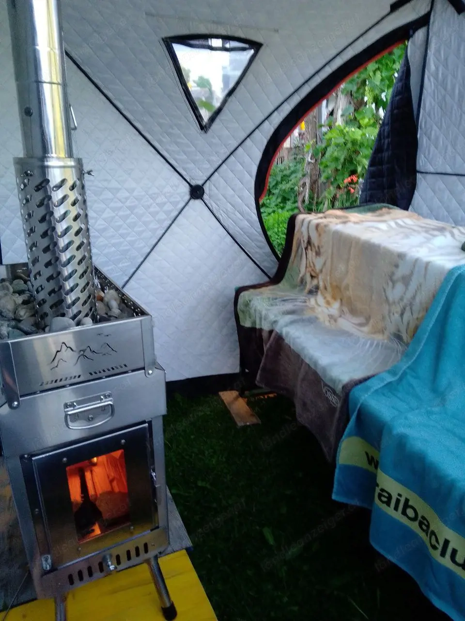Sauna Freunde Finden, Montafon, Schruns. haben selber eine kleine Zeltsauna