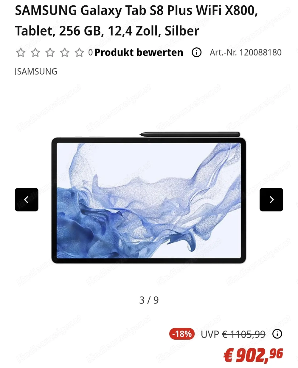 SAMSUNG TABLET S8+ plus Galaxy Tab X800 12,4 Zoll neuwertig 8GB 256GB