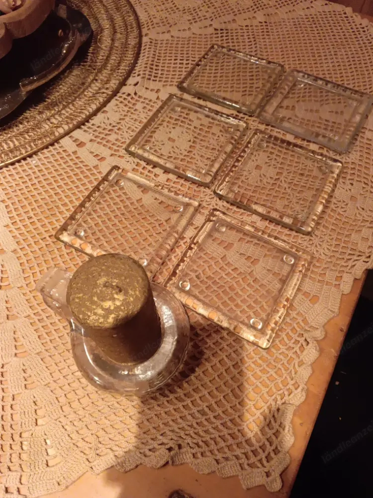 6 Glasuntersetzer,1 Kerzenständer