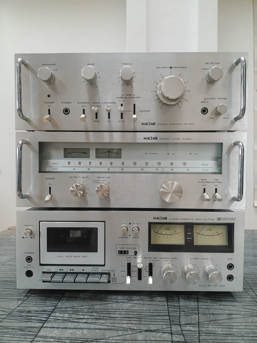 Vintage Maclair Stereoanlage Verstärker Tuner Kassettendeck 