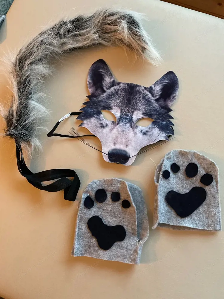 Fasching Wolf Tiermaske Schwanz