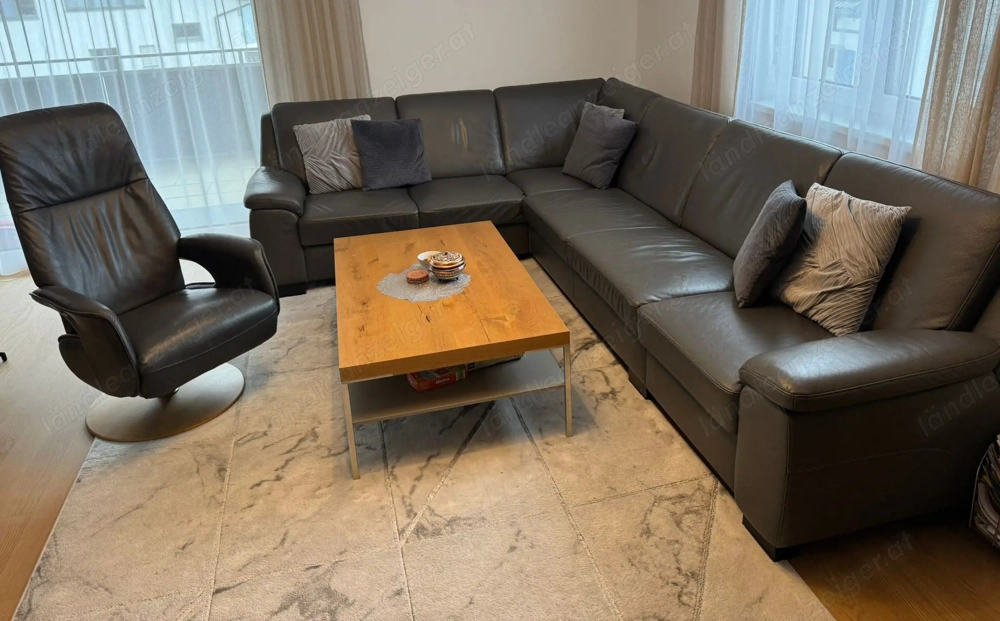 Ecksofa, Wohnlandschaft in Echtleder