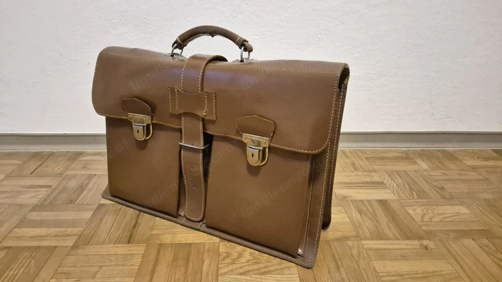 Vintage Lehrertasche   Aktentasche aus echtem Leder   Klassiker