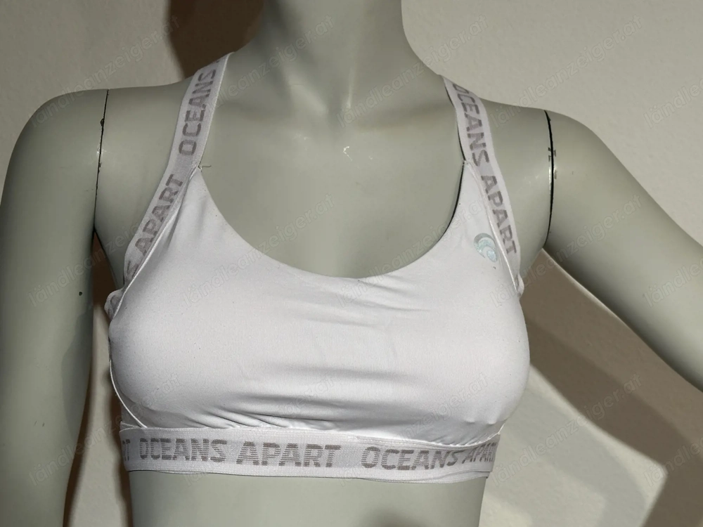 2  Oceans Apart Sport-BHs   Joy BH & Soso BH   Gr. S   weiß   überkreuzte Träger