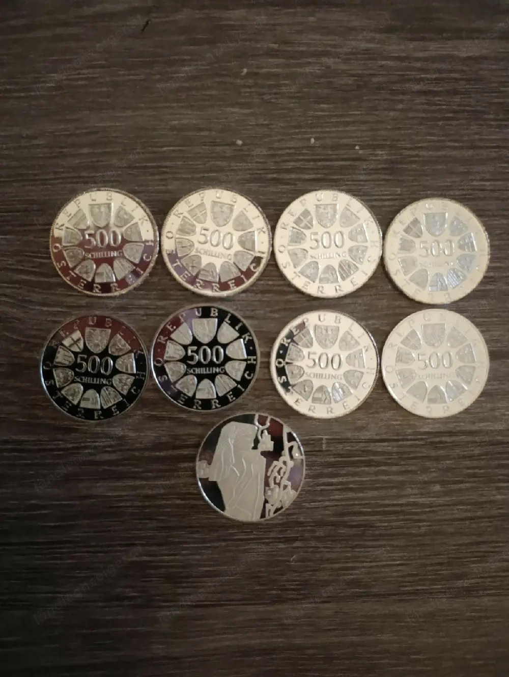 500 Schilling Österreich Silber, 9 Stück