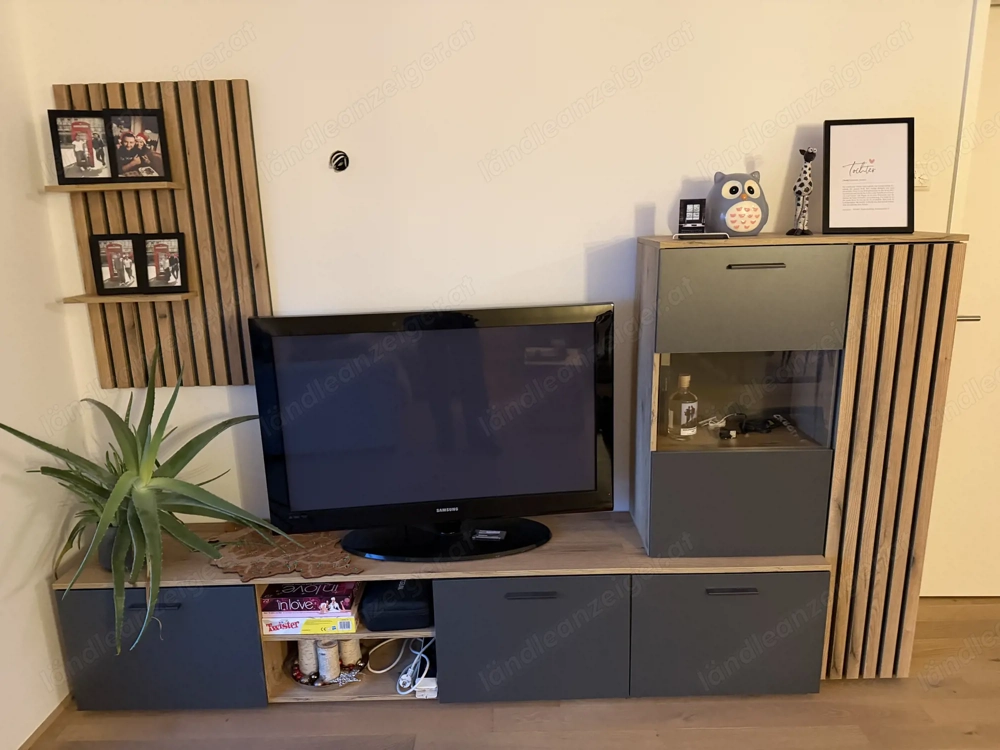 Wohnwand Anthrazit Eichefarben