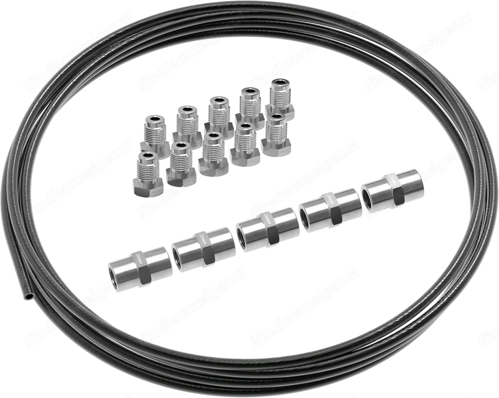 5m Bremsleitung SET   4,75mm Stahl + 10 Verschraubungen + 5 Verbinder M10 x 1 DIN 74 234 konform ver