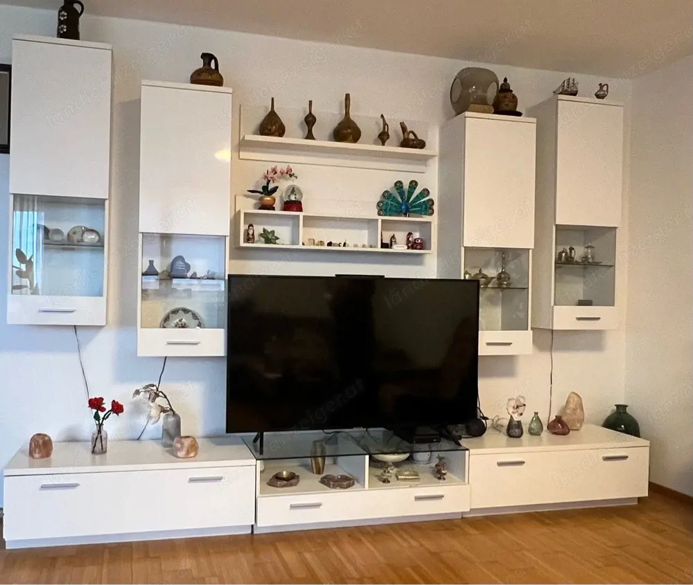 Wohnwand 9 teilig in Weiß