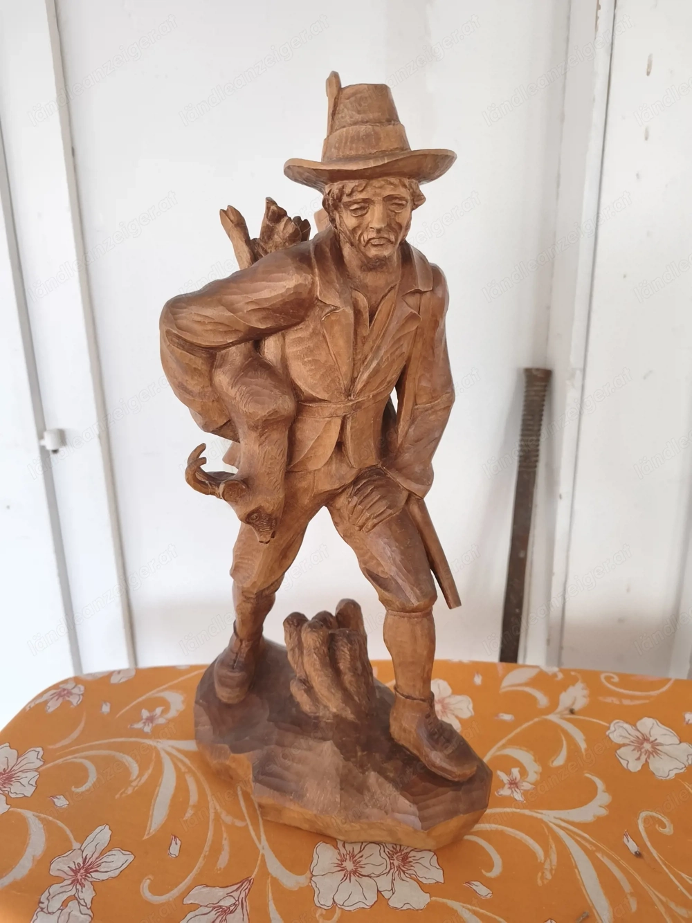 Alter Jäger, Grödner Schnitz Figur, Jagd Motiv 