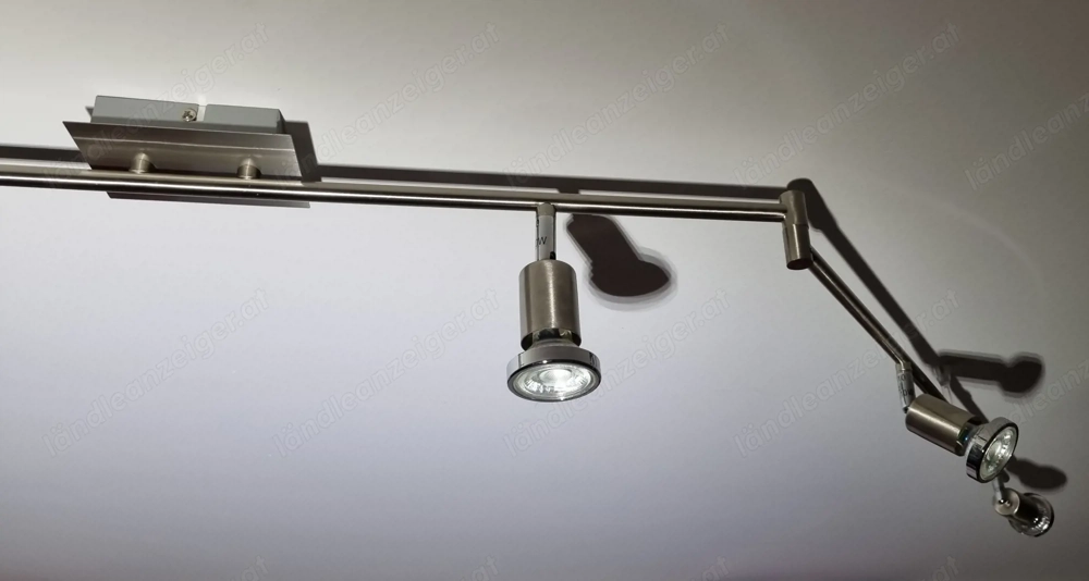 Deckenleuchte Edelstahl mit 6 LED Spots (GU10, je 4 W, 300lm, 3000K )