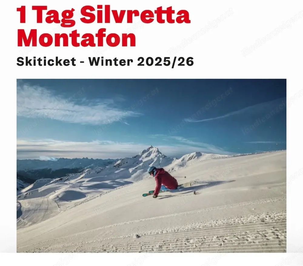 2x Tageskarte Ski Montafon Samstag 31.01.2026