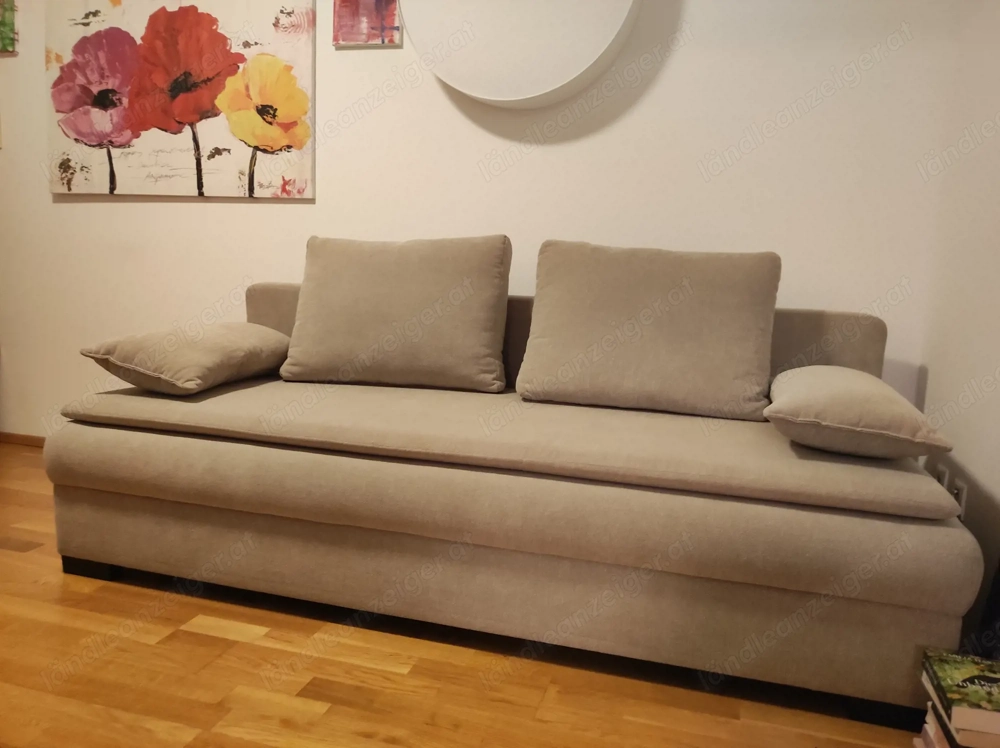 Schlafsofa ausziehbar Beige