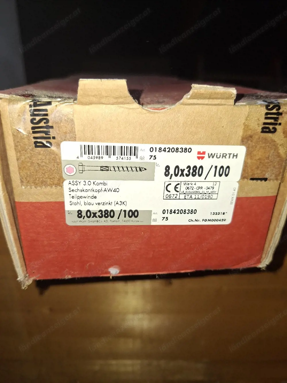 Würth Kombi Schrauben 8x380