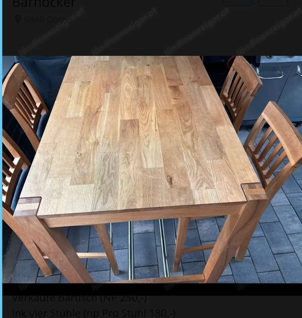 Hochtisch bartisch mit Barhocker 