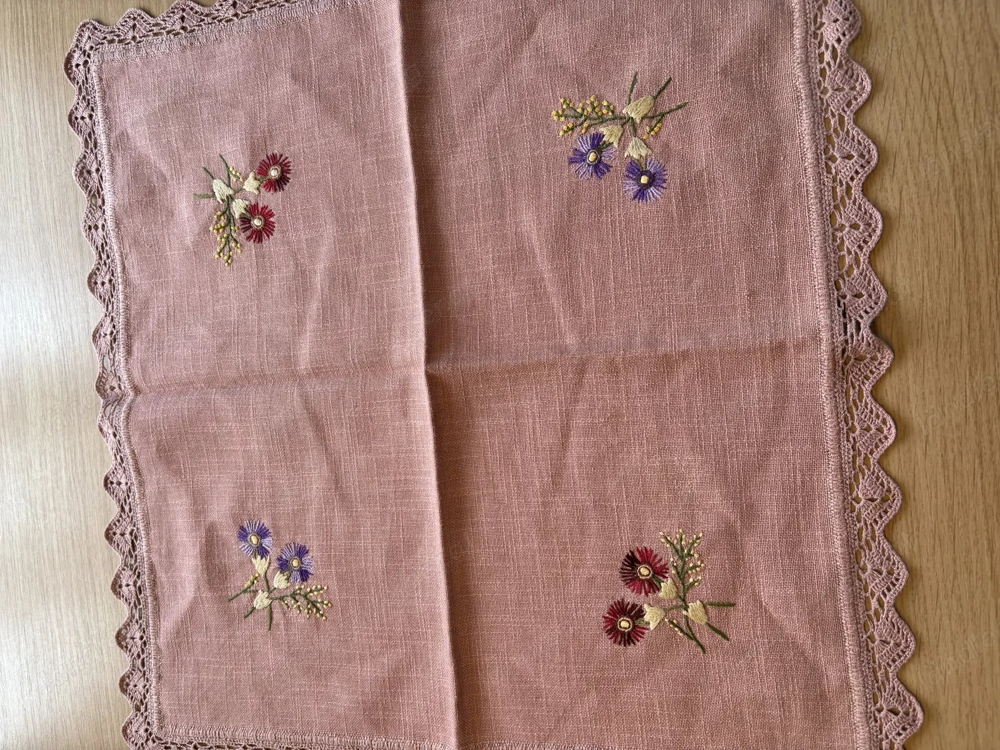 Tischset Altrosa Handarbeit 