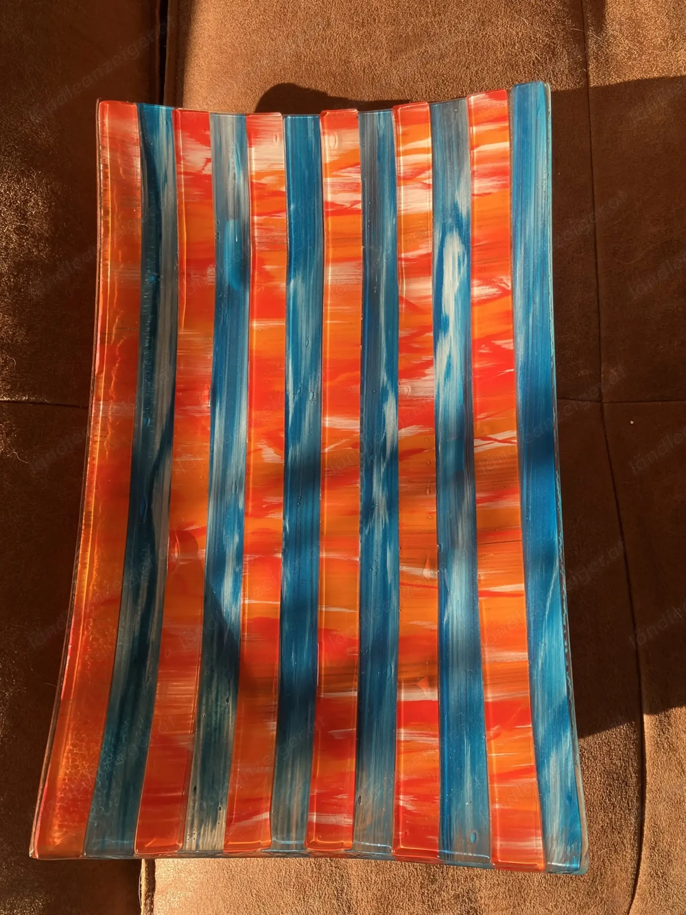 Glasschale orange blau