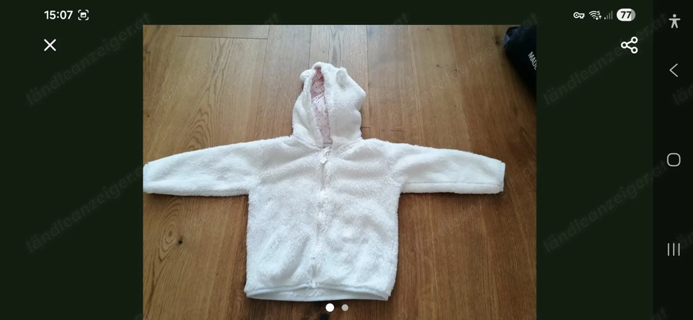 Plüsch- Kuscheljacke Gr. 92