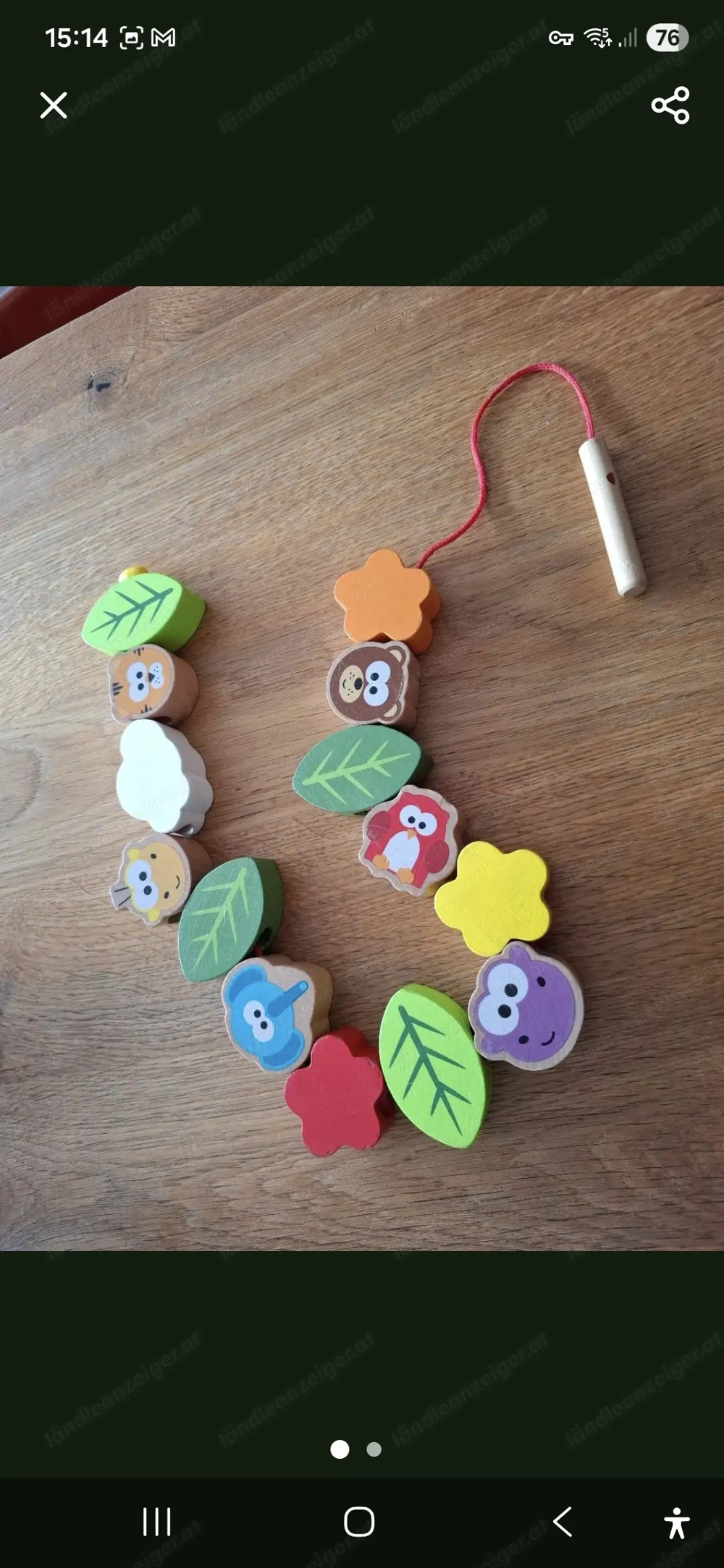 Holzkette zum Auffädeln ab ca. 1,5-2,5 Jahre