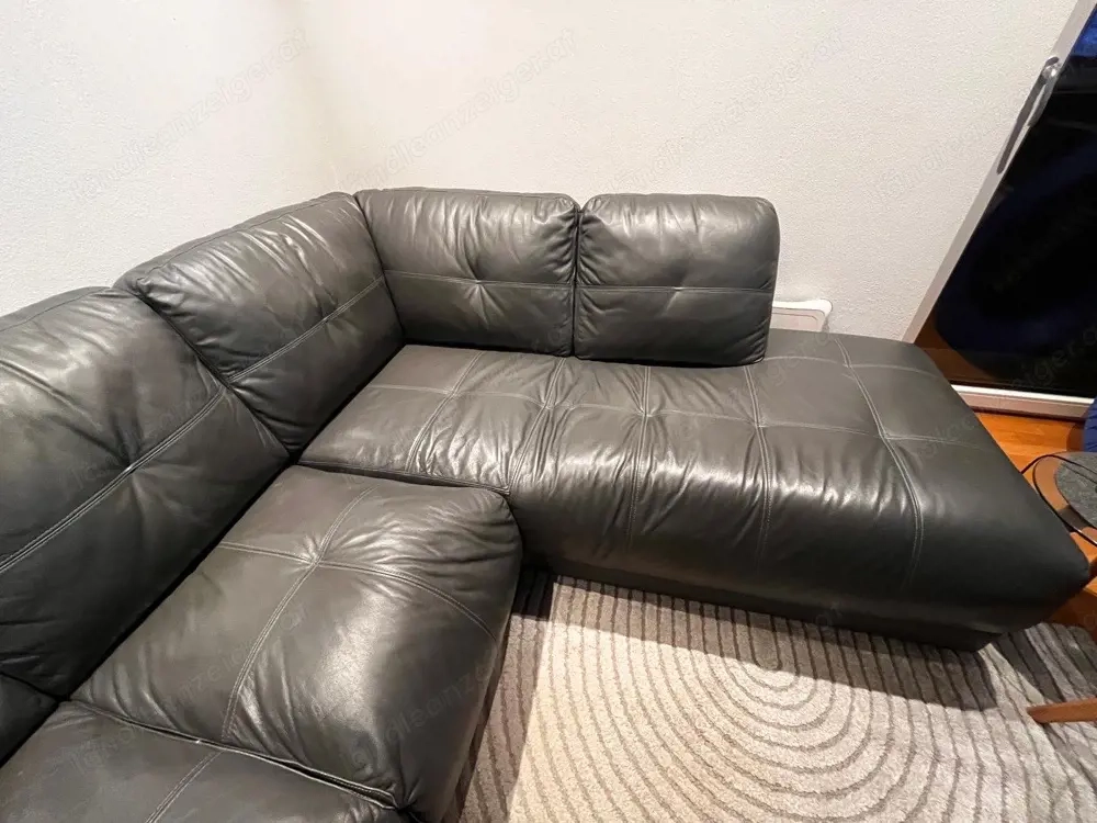 Echt-Leder-Couch aus Büffelleder